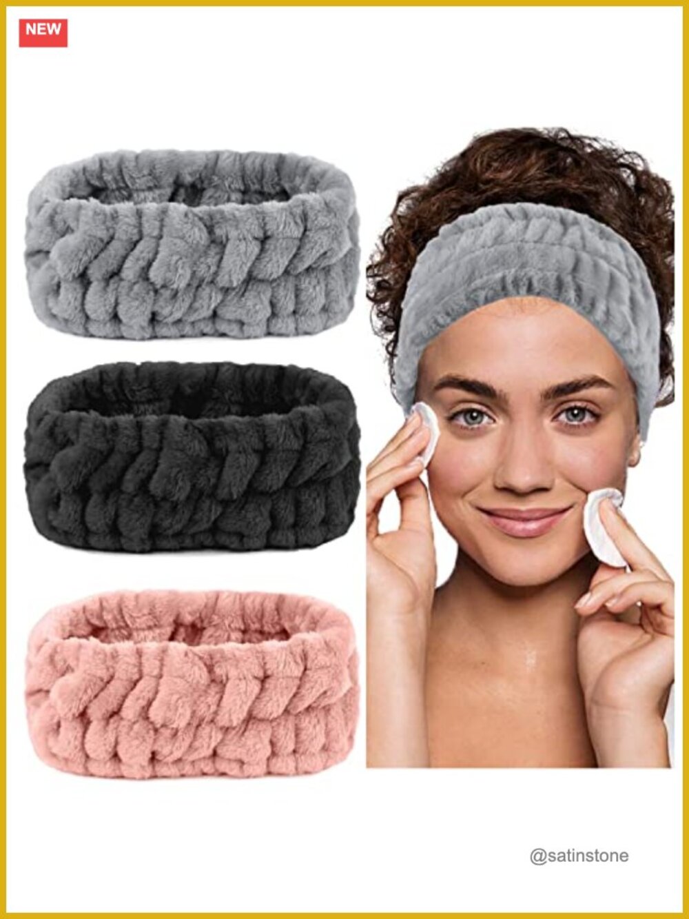 3 Pack Microfiber Spa Headbands for Face Washing Makeup Skincare